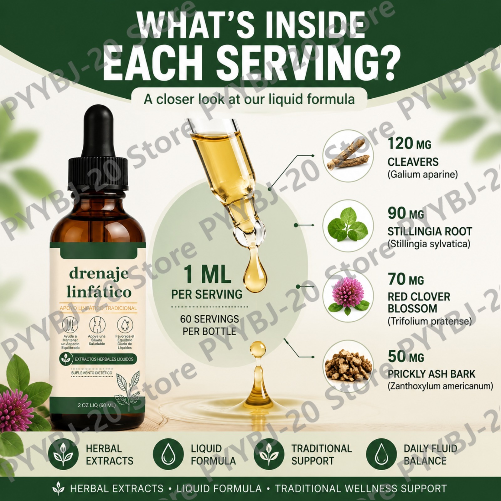 Herbal Lymphatic Support Liqui - đánh giá và giá Herbal Supplement