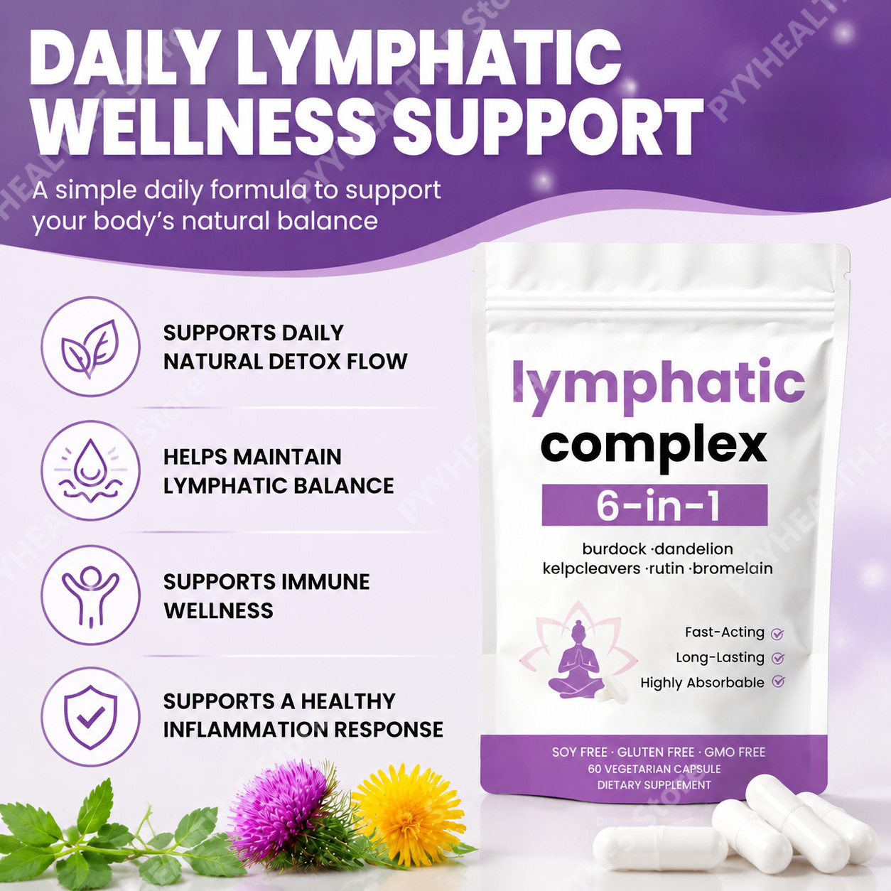 6‑in‑1 Lymphatic Complex Capsu - đánh giá và giá Herbal Supplement